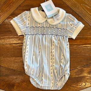 BNWT Bella Bliss Smocked Easter Bubble with Peter Pan Collar